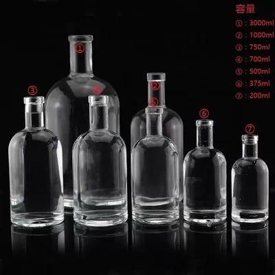 Glass base material vodka glass bottles, different sizes, suitable for breweries