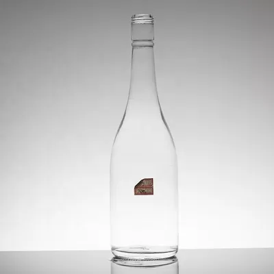 Transparent round 700ml and 350ml custom mineral water glass bottles, used for industrial beverages