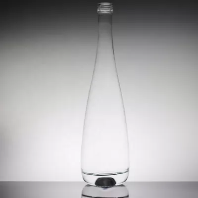 Transparent round 700ml and 350ml custom mineral water glass bottles, used for industrial beverages