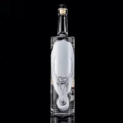 750ml and 500ml glass decal printed vodka bottles with frosted design and base material