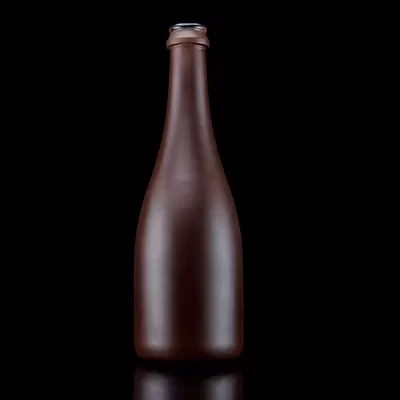 500ml champagne bottle, matte finish, unique design, copper-coated glass collar