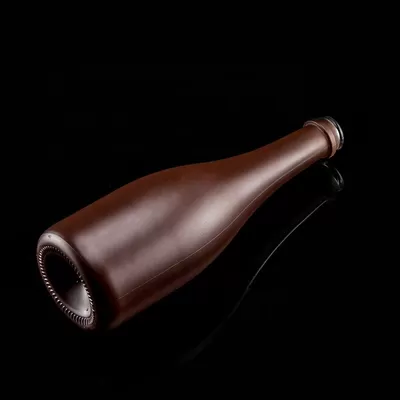 500ml champagne bottle, matte finish, unique design, copper-coated glass collar
