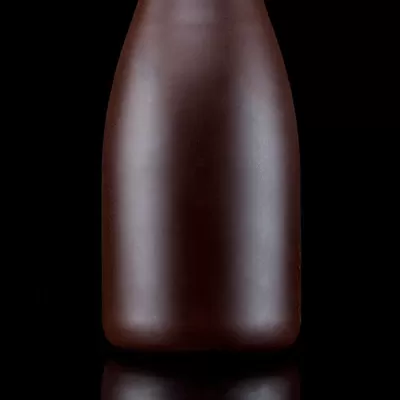 500ml champagne bottle, matte finish, unique design, copper-coated glass collar