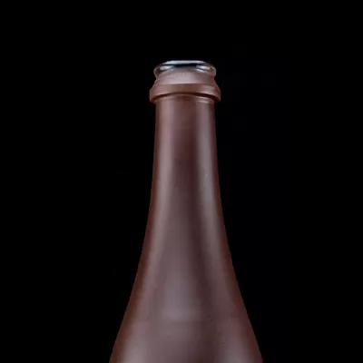 500ml champagne bottle, matte finish, unique design, copper-coated glass collar